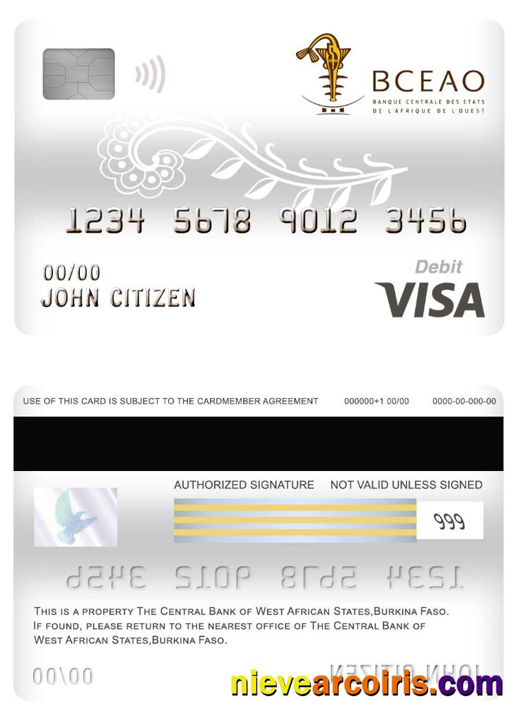 Burkina Faso The Central Bank of West African States bank visa debit card